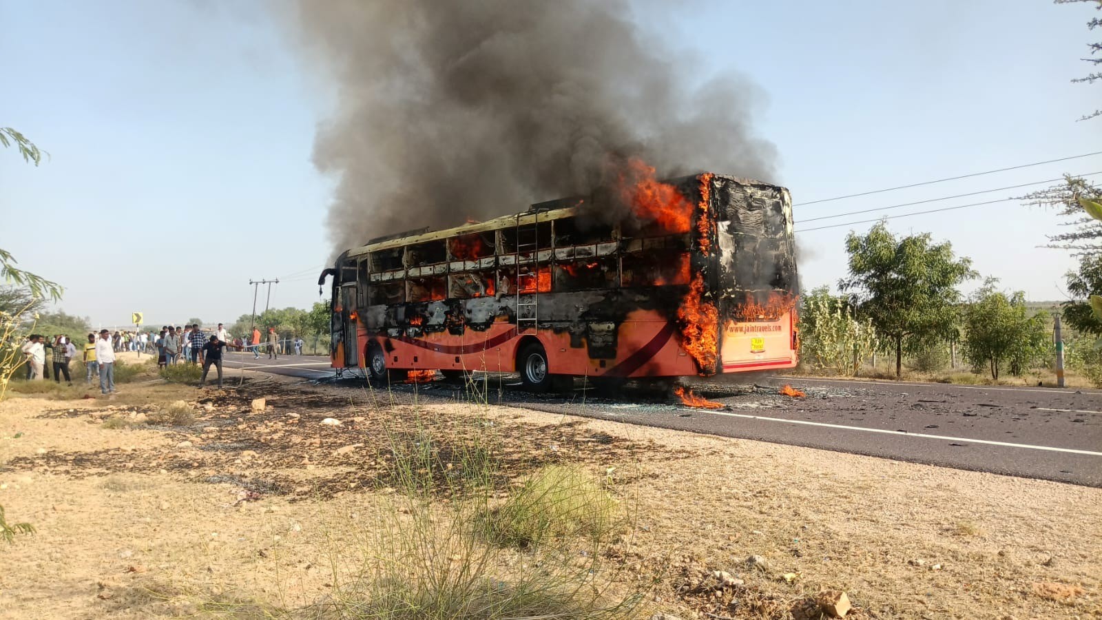 Rajasthan AC bus catches fire